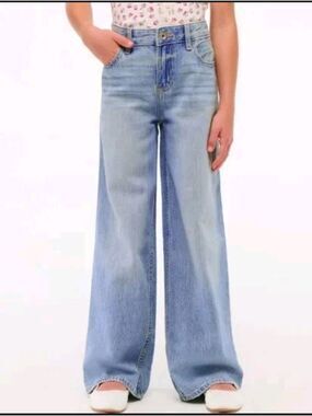 abercrombie kids Light Blue JeansHigh-Rise Wide-Leg Jeans 13/14 Short High Rise